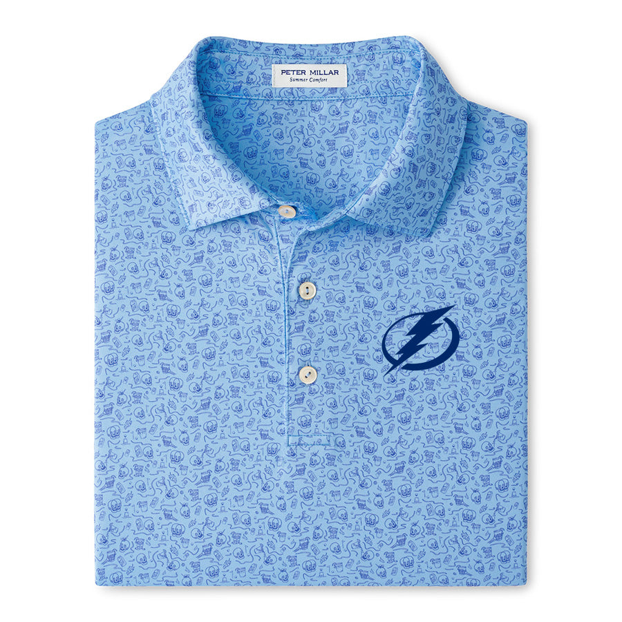 Men's Tampa Bay Lightning Peter Millar Double Transfused Performance Skull Polo