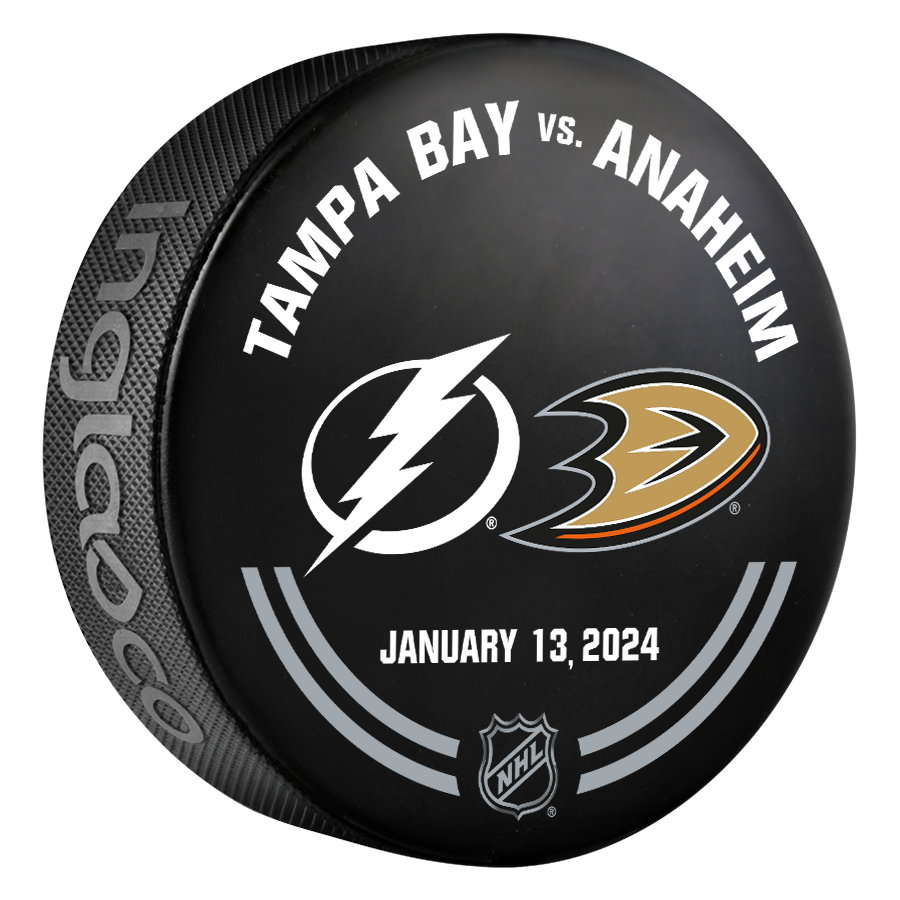 Tampa Bay Lightning 2023 24 Warmup Used Puck 1 13 2024   139579 