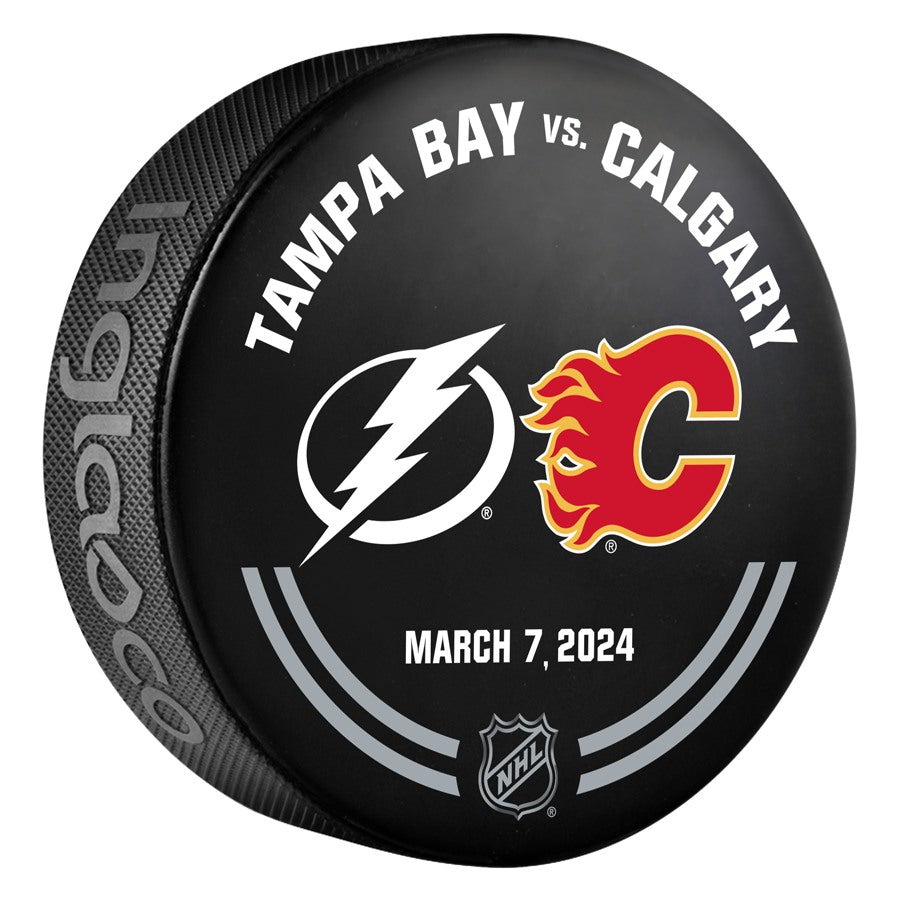 Tampa Bay Lightning 2023-24 Warmup-used Puck (3-7-2024)