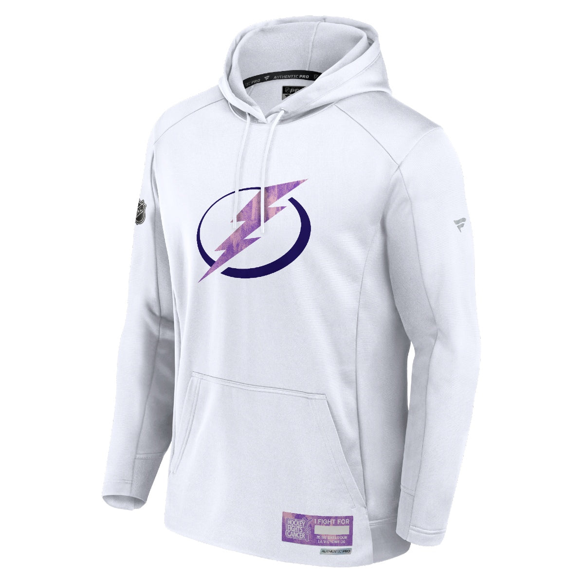 Tampa Bay Lightning Hockey Fights Cancer Authentic Pro Locker Room Fleece Hoodie