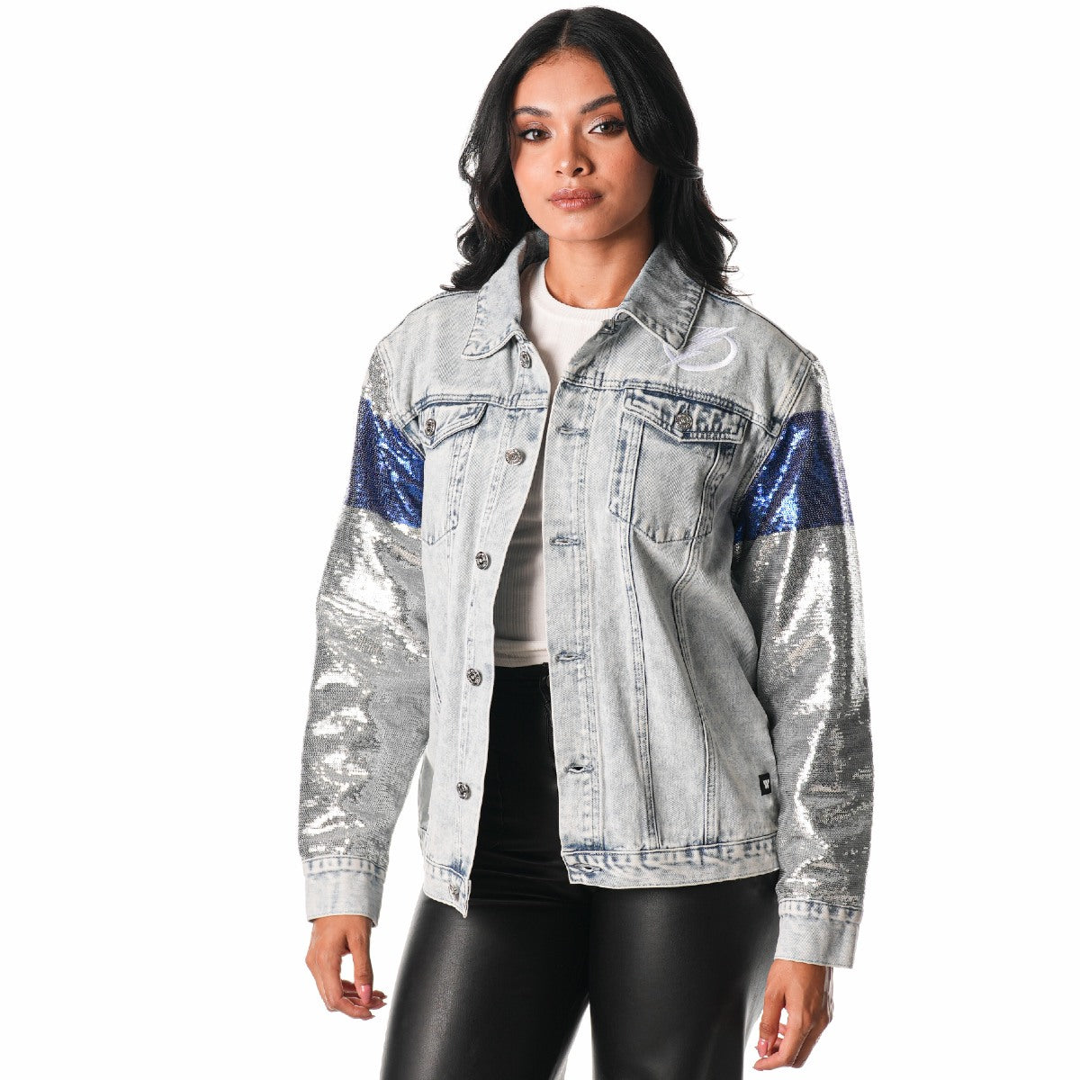 Women's Tampa Bay Lightning The Wild Collective Denim Jacket with Sequin Sleeves