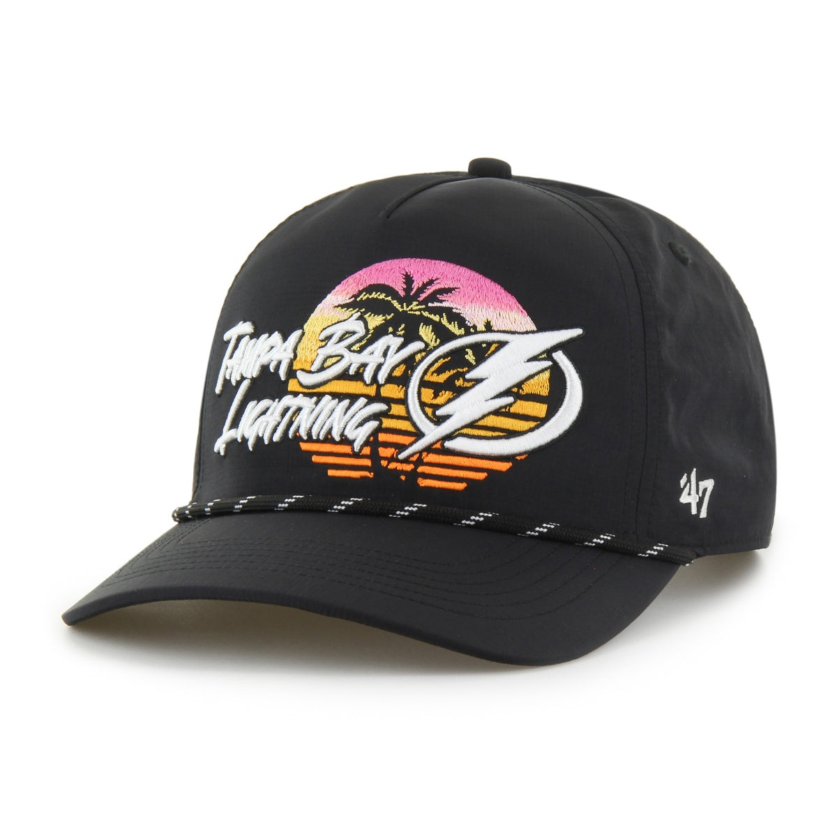 Tampa Bay Lightning '47 Adjustable Hitch Black Sunset Rope Hat