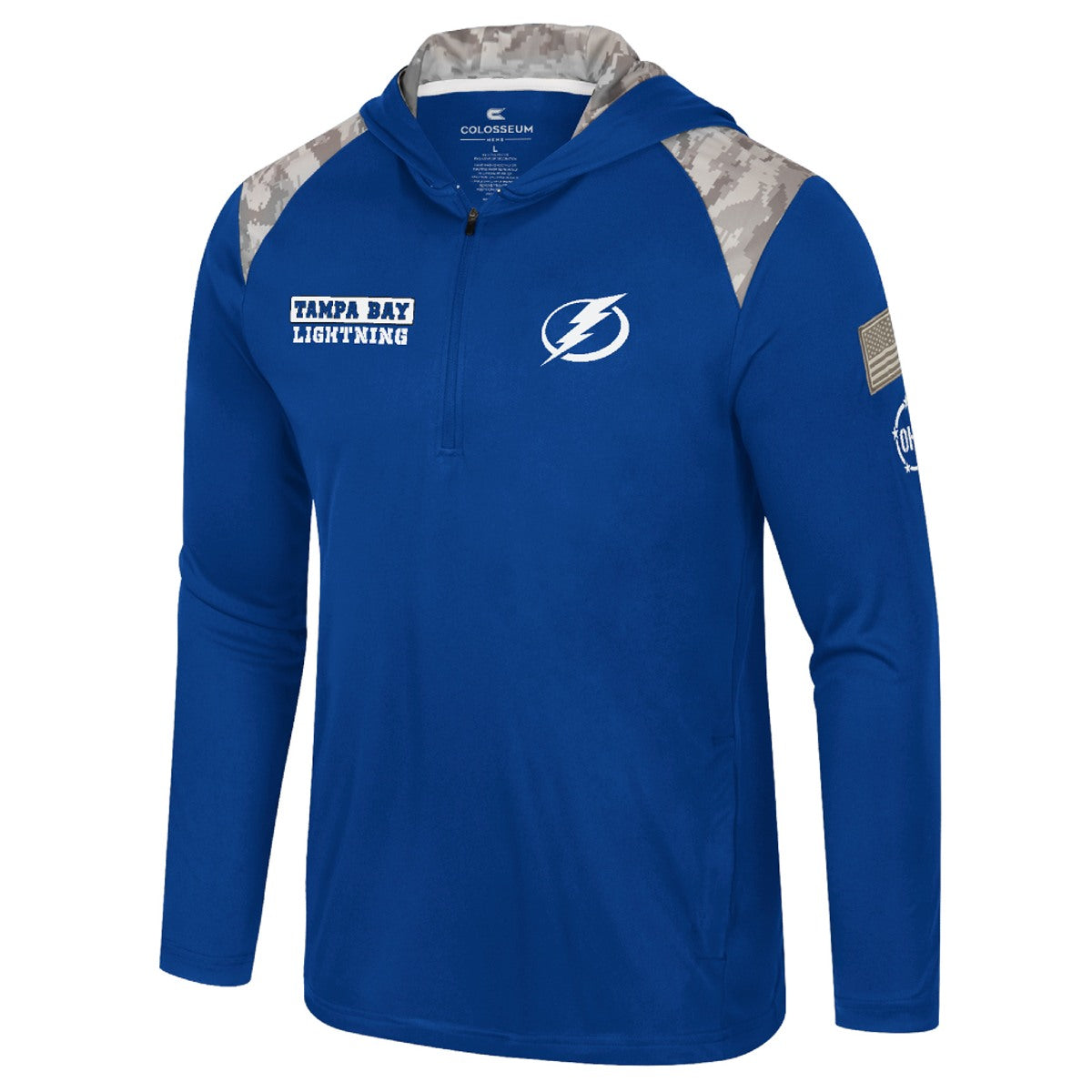 Men's Tampa Bay Lightning Colosseum OHT Military Appreciation 1/4 Zip Royal Lightweight Hoodie