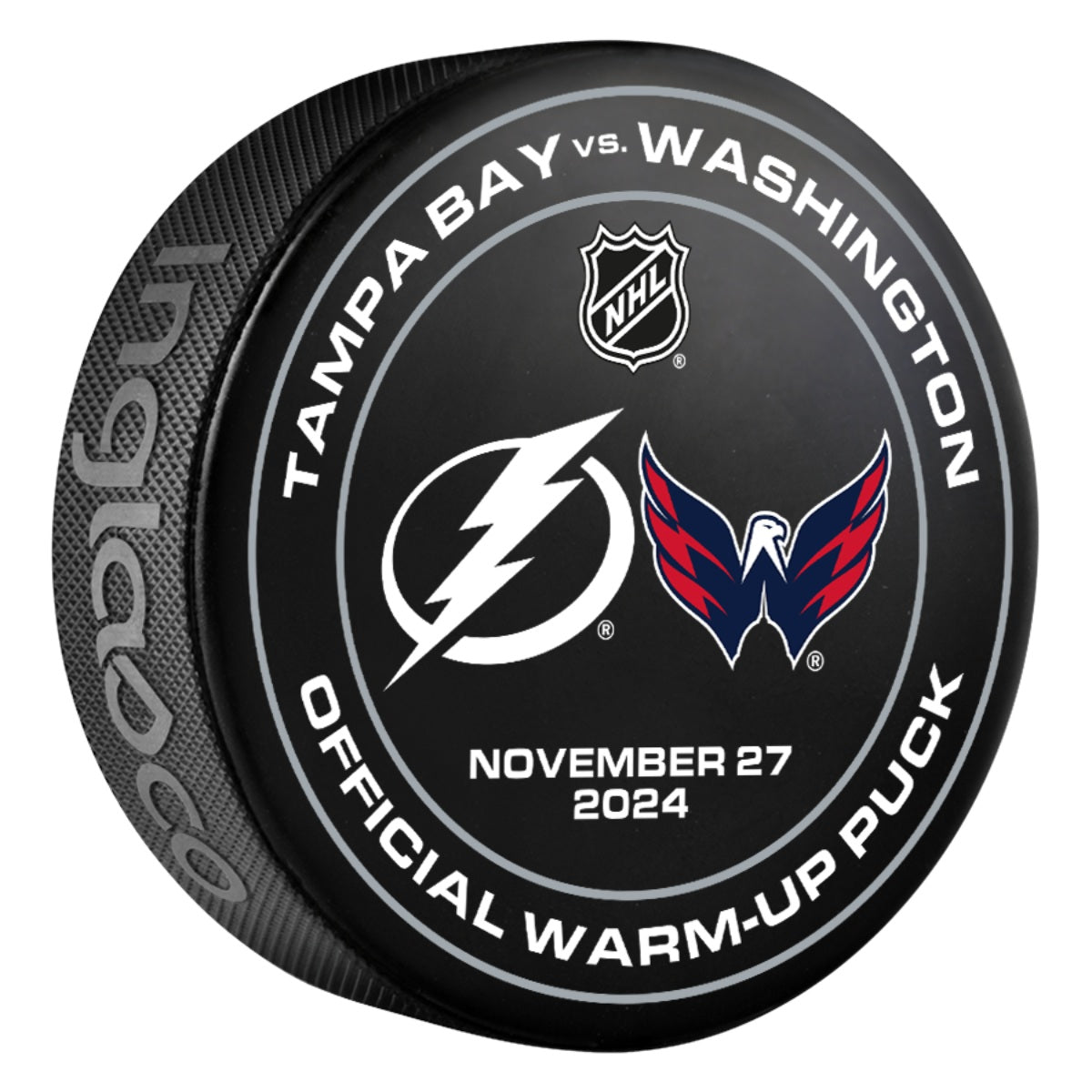 Tampa Bay Lightning 2024-25 Game-used Warm-Up Puck (11/27/2024)