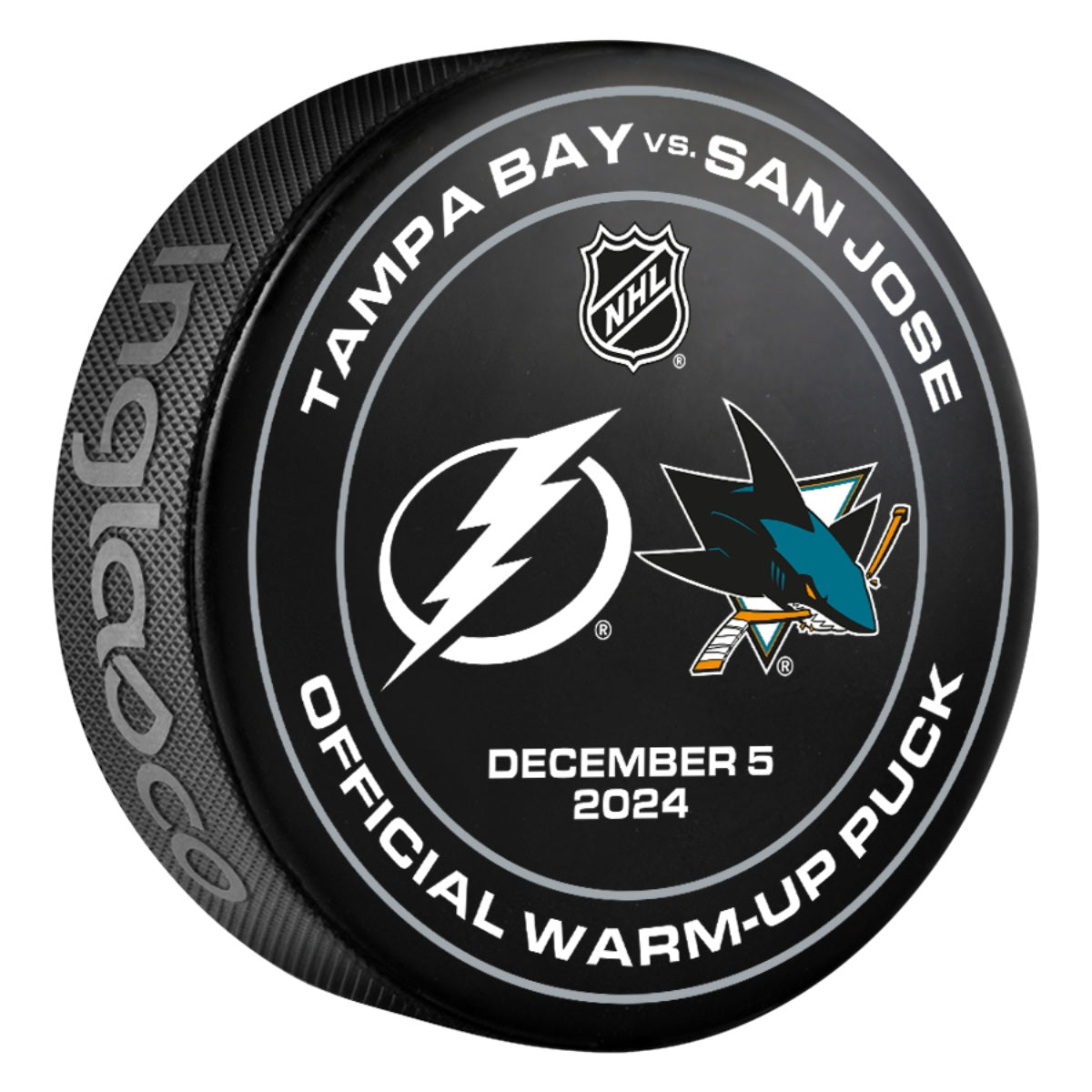 Tampa Bay Lightning 2024-25 Game-used Warm-Up Puck (12/5/2024)