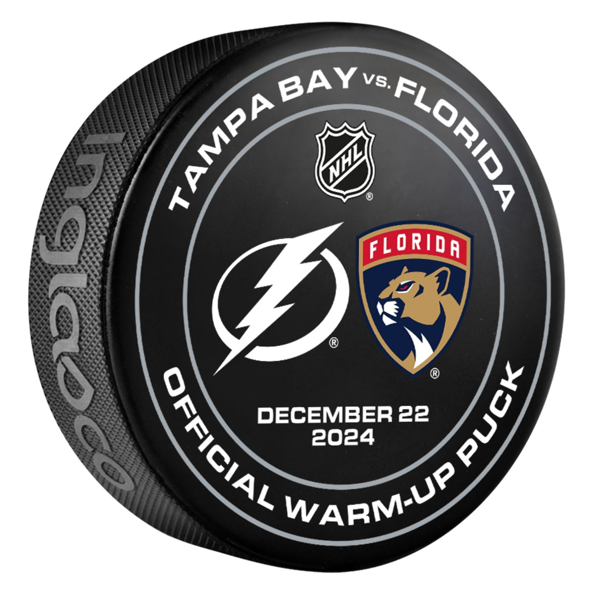 Tampa Bay Lightning 2024-25 Game-used Warm-Up Puck (12/22/2024)