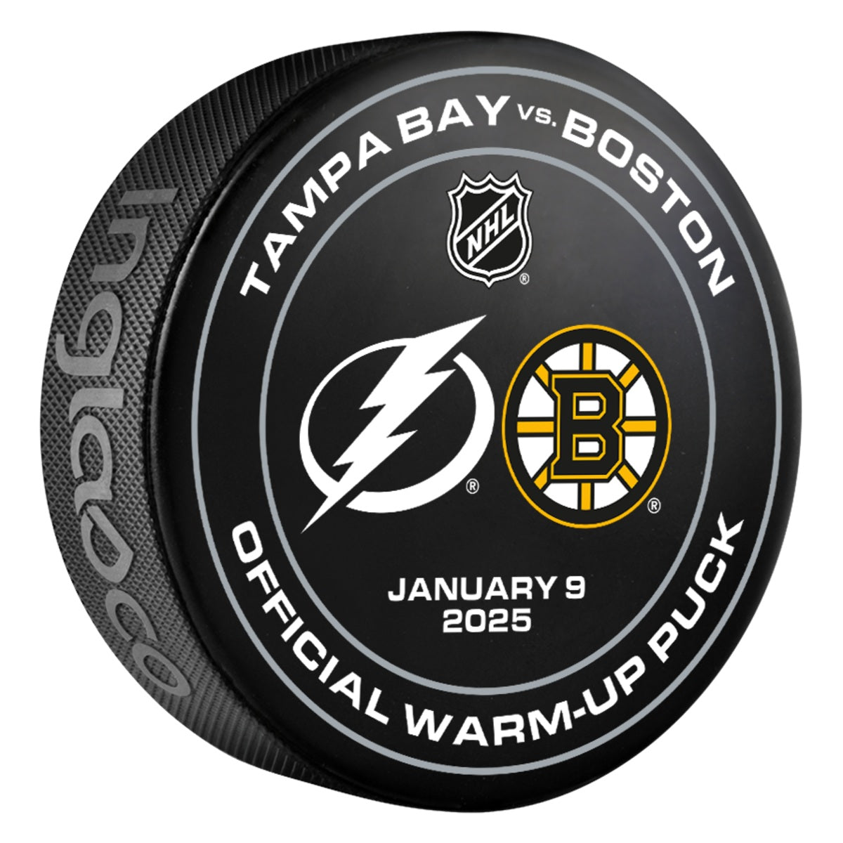 Tampa Bay Lightning 2024-25 Game-used Warm-up Puck (1/9/2025)