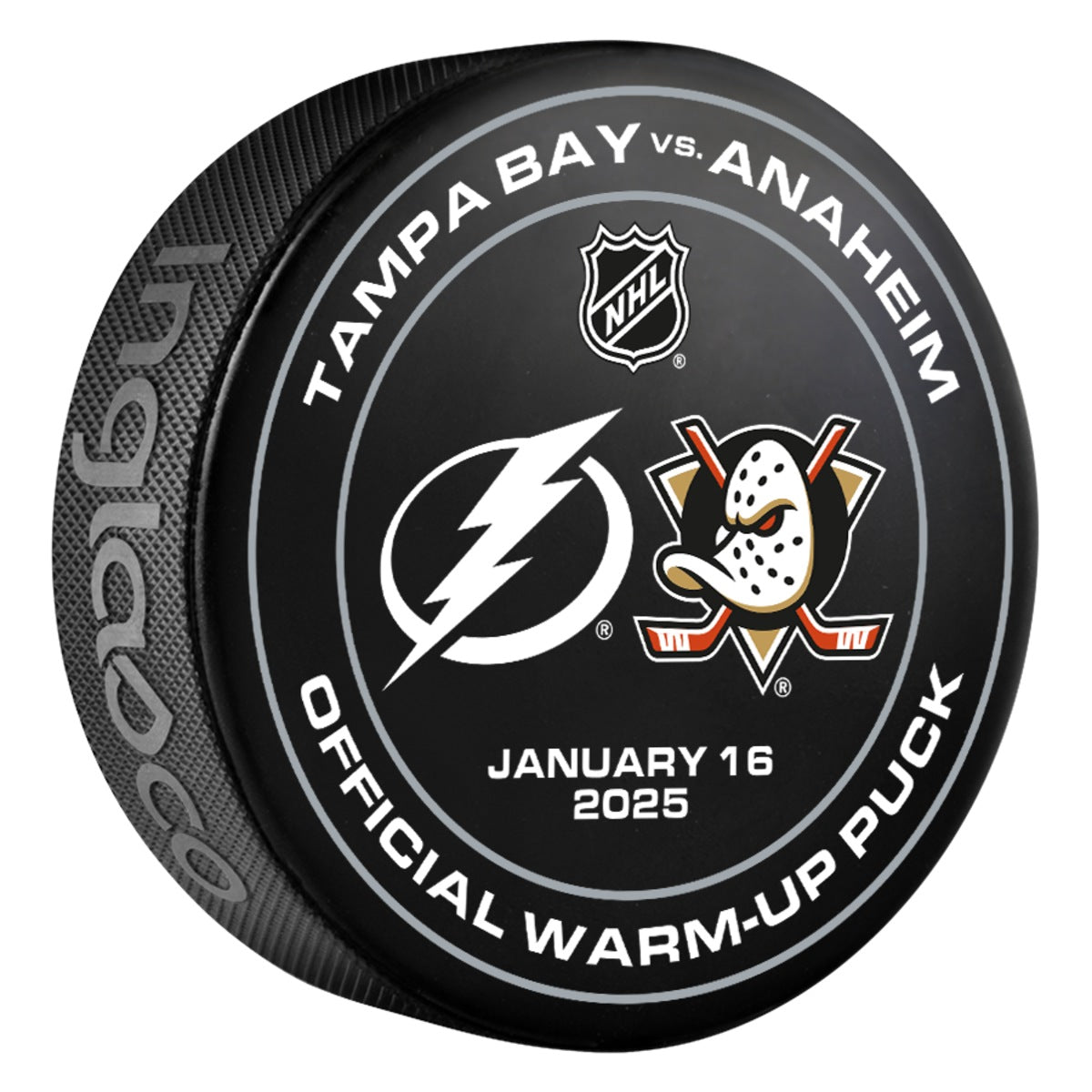 Tampa Bay Lightning 2024-25 Game-used Warm-up Puck (1/16/2025)