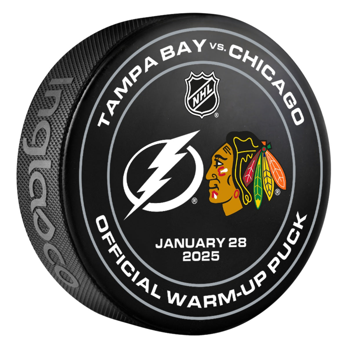 Tampa Bay Lightning 2024-25 Game-used Warm-up Puck (1/28/2025)