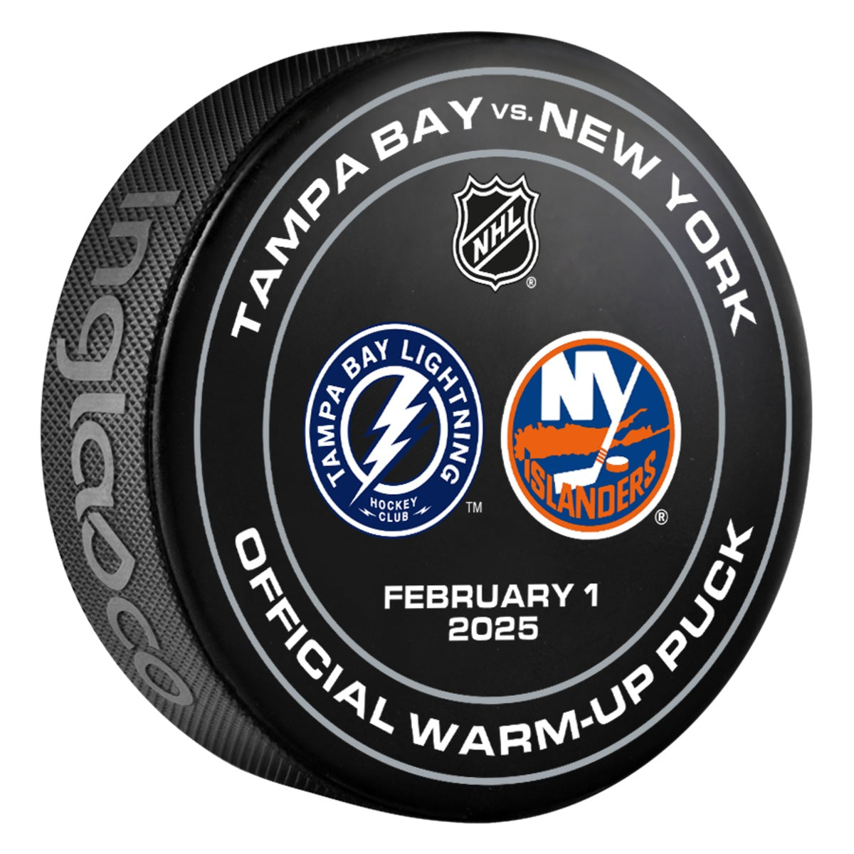 Tampa Bay Lightning 2024-25 Game-used Warm-up Puck (2/1/2025)