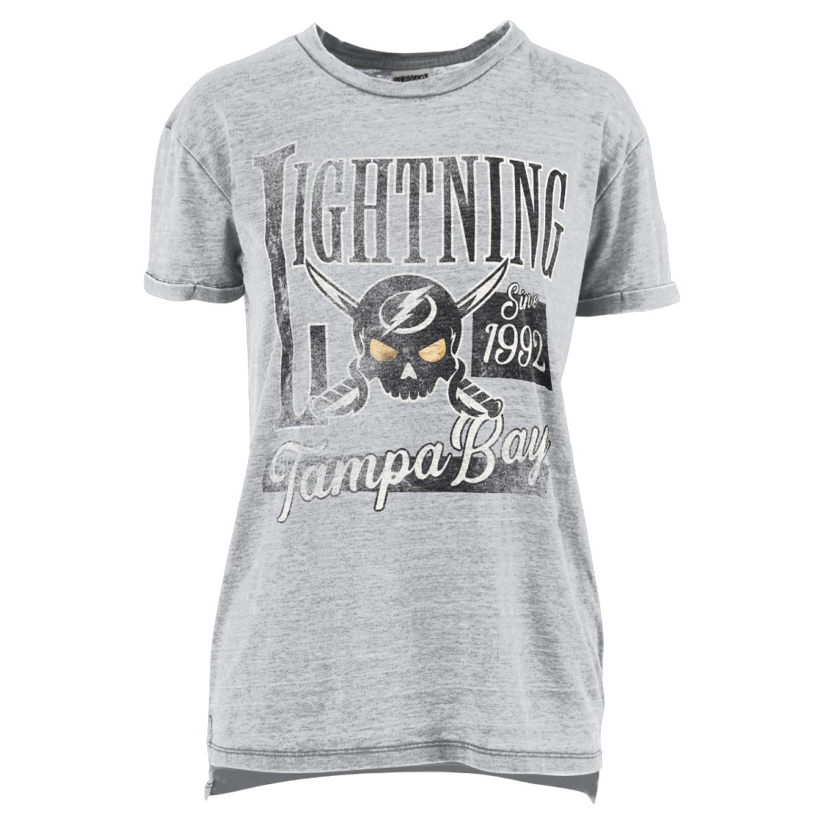 Women's Tampa Bay Lightning Pressbox Gasparilla Grey Vintage Boyfriend Tee