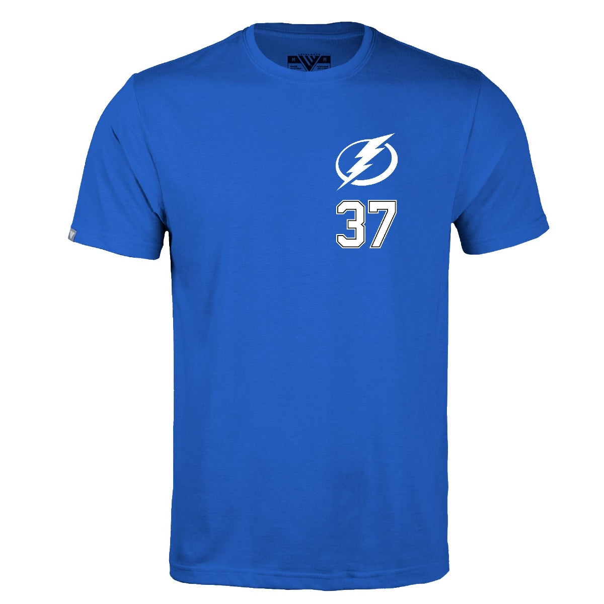 Tampa Bay Lightning Levelwear Yanni Gourde Blue Name & Number Tee