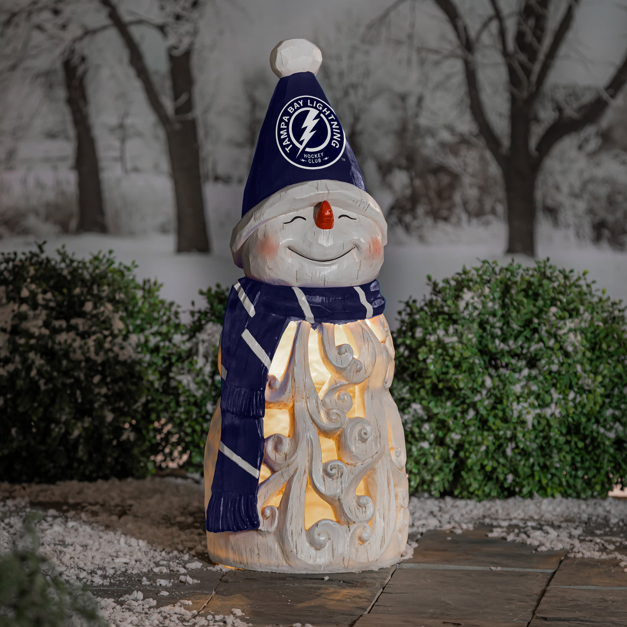 Tampa Bay Lighting Holiday Snowman 8 In. Light Up