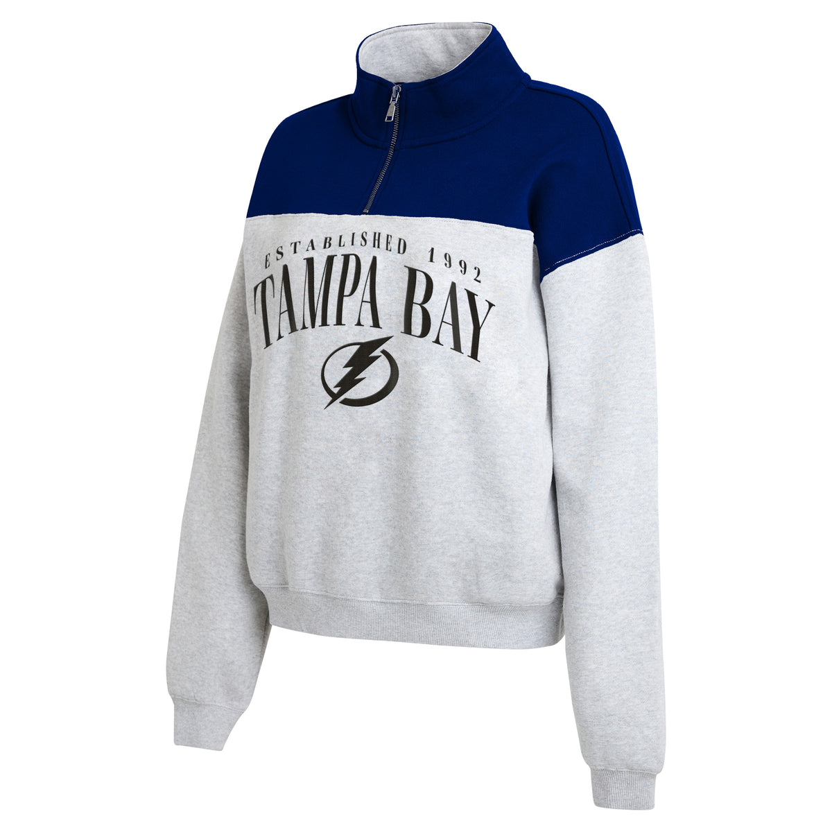 Women's Tampa Bay Lightning WEAR by Erin Andrews Color Block 1/4 Zip Pullover