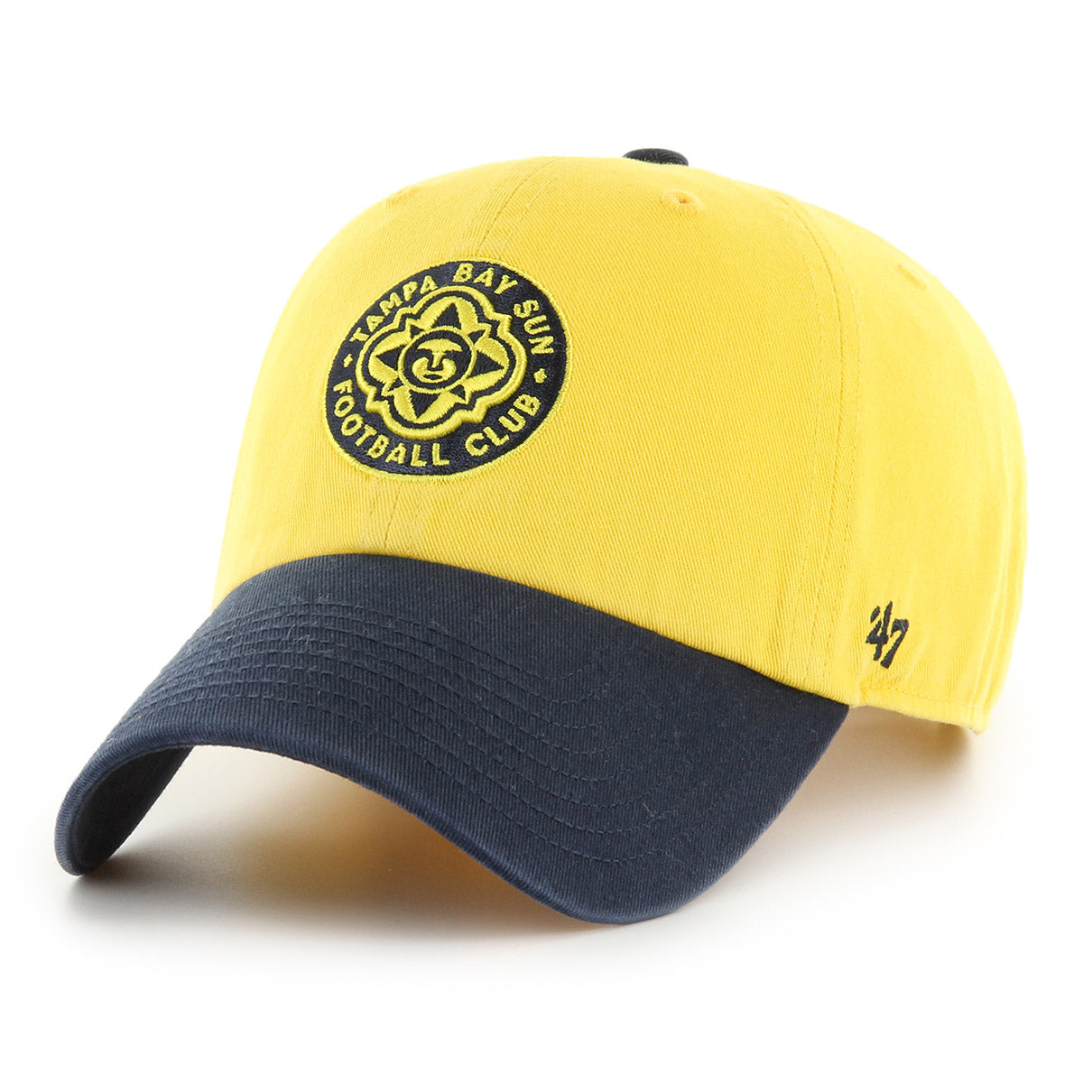 Tampa Bay Sun FC '47 Two-Tone Yellow Clean Up Hat with Navy Brim