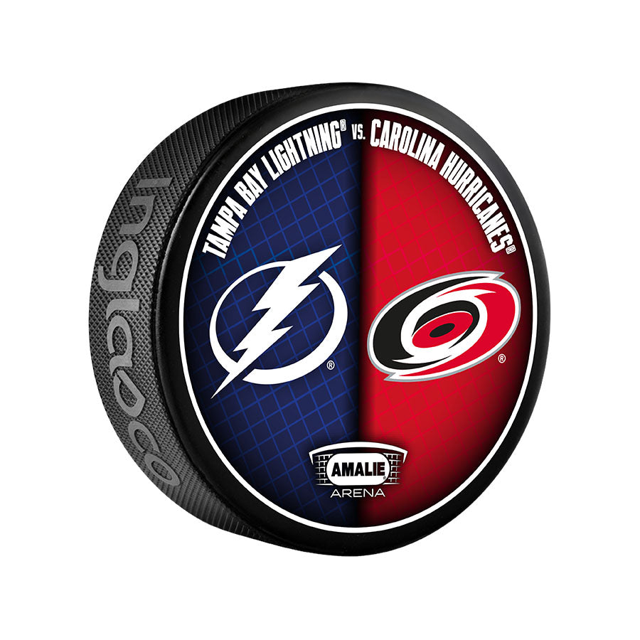 Tampa Bay Lightning 2024-25 Limited Edition Match-up Puck vs Carolina Hurricanes