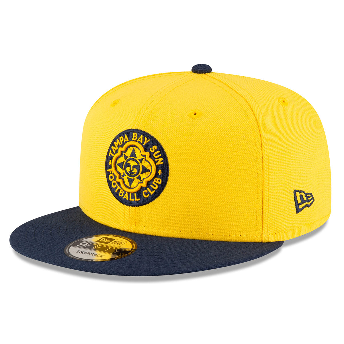 Tampa Bay Sun FC New Era 9Fifty Adjustable Yellow Snapback Hat with Navy Visor