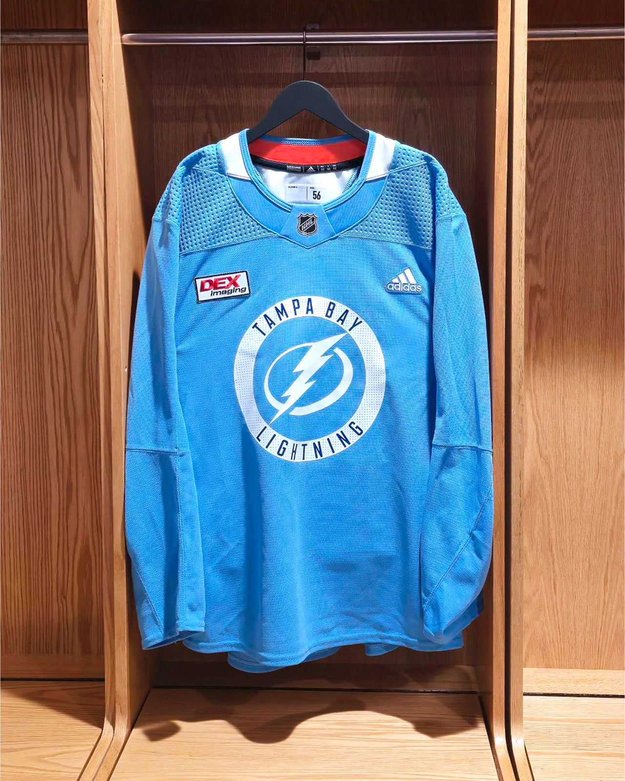 Tampa Bay Lightning Team-Issued Made In Canada adidas LIGHT BLUE Practice Jersey