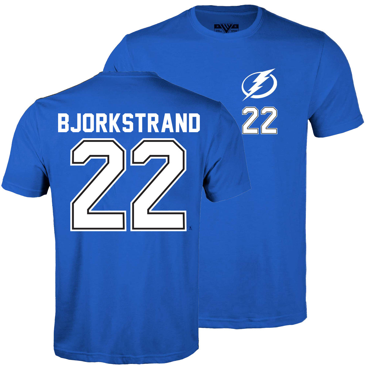 Tampa Bay Lightning Levelwear Oliver Bjorkstrand Blue Name & Number Tee