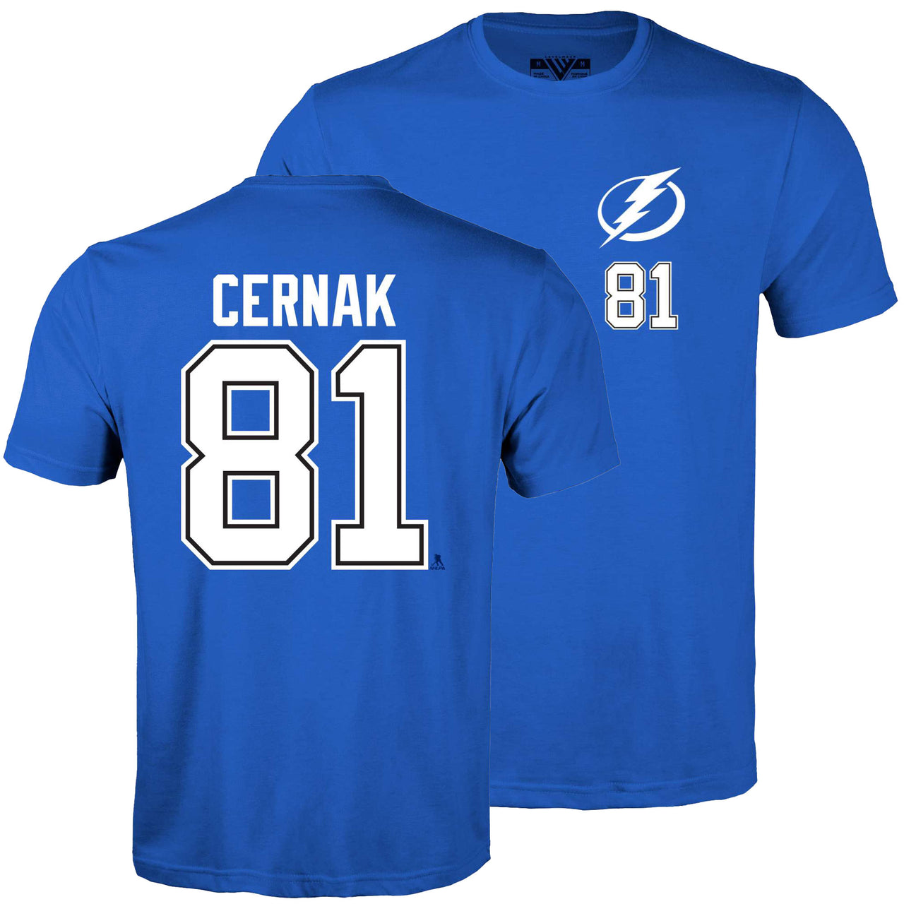 Tampa Bay Lightning Levelwear Erik Cernak Blue Name & Number Tee