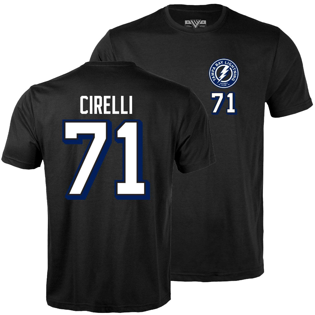 Tampa Bay Lightning Levelwear Anthony Cirelli Name & Number Black Tee