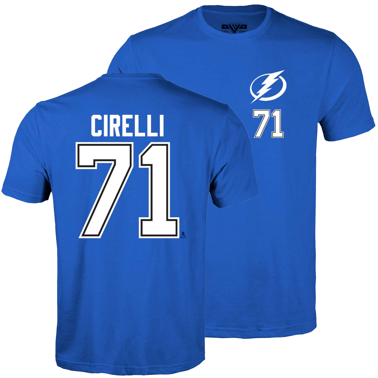 Tampa Bay Lightning Levelwear Anthony Cirelli Blue Name & Number Tee