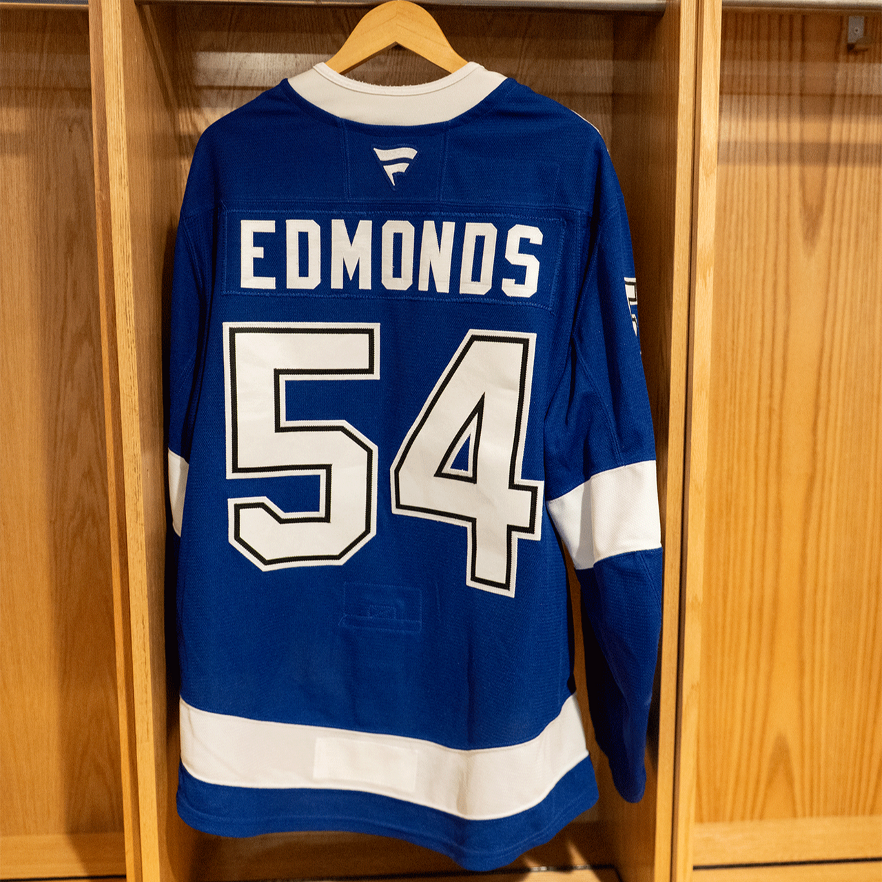 #54 Edmonds Tampa Bay Lightning Game Worn Jersey 2024-2025 Blue Home Set 1 (Size 56)
