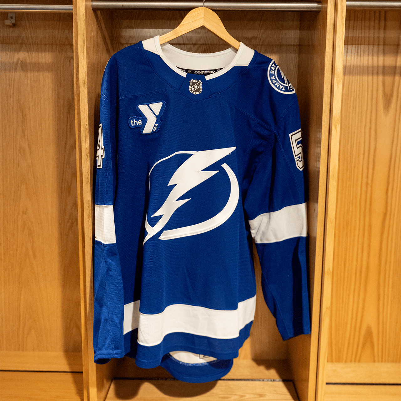 #54 Edmonds Tampa Bay Lightning Game Worn Jersey 2024-2025 Blue Home Set 1 (Size 56)
