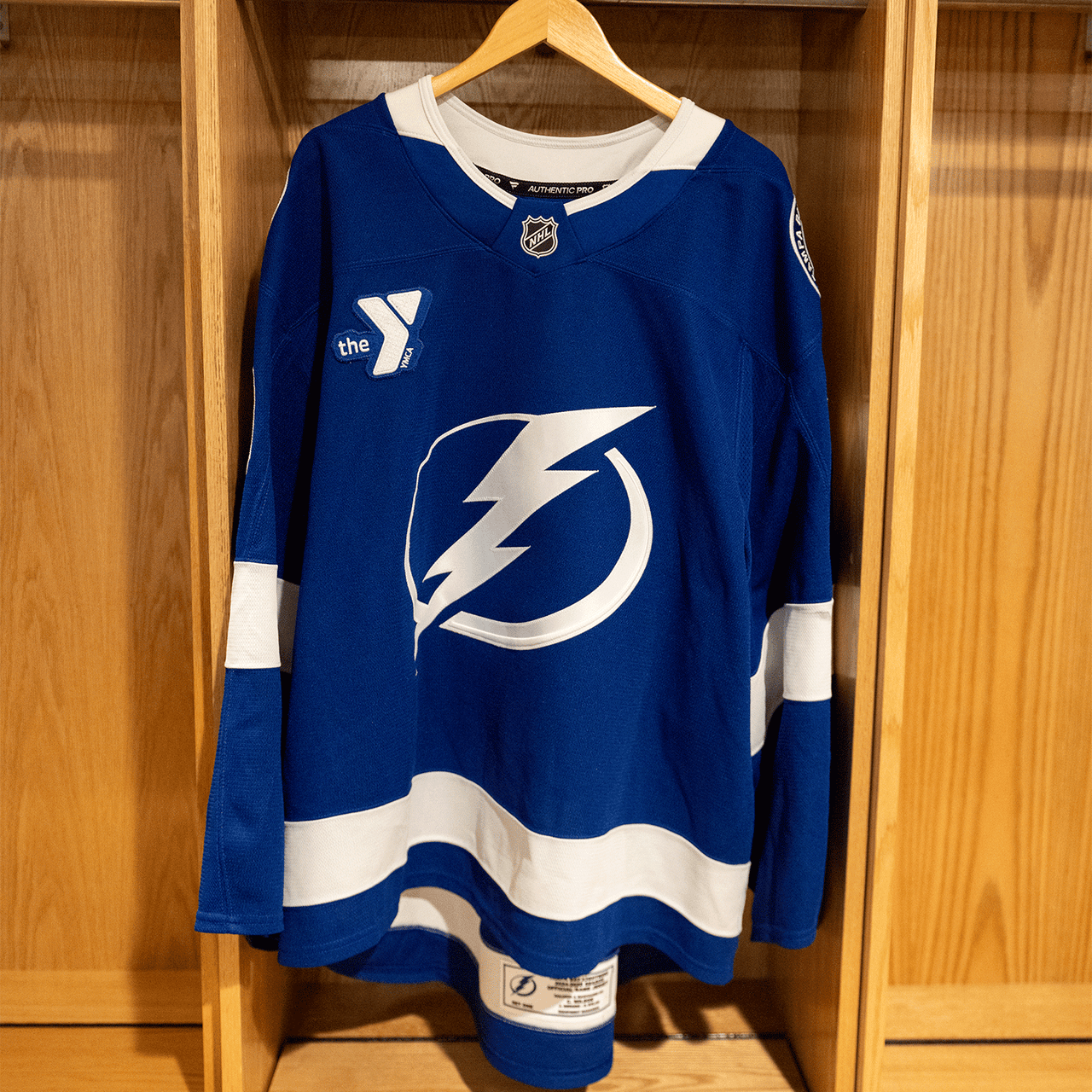 #70 Tomkins Tampa Bay Lightning Game Worn Jersey 2024-2025 Blue Home Set 1 (Size 58G)