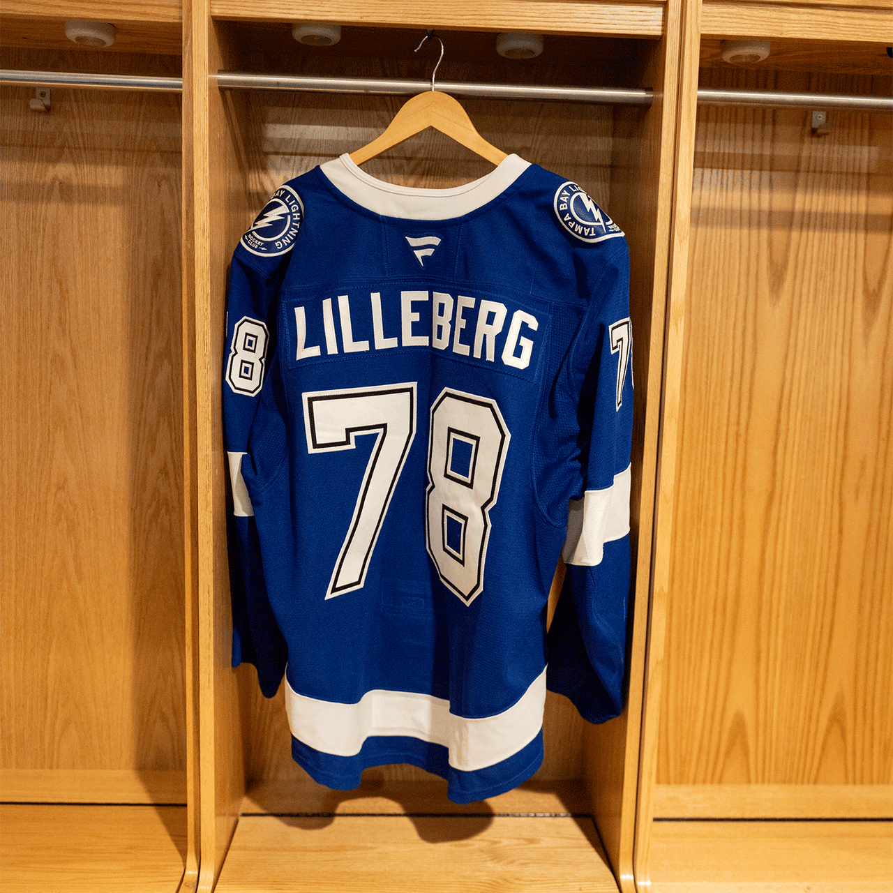 #78 Emil Lilleberg Tampa Bay Lightning Game Worn Jersey 2024-2025 Blue Home Set 2 (Size 56)