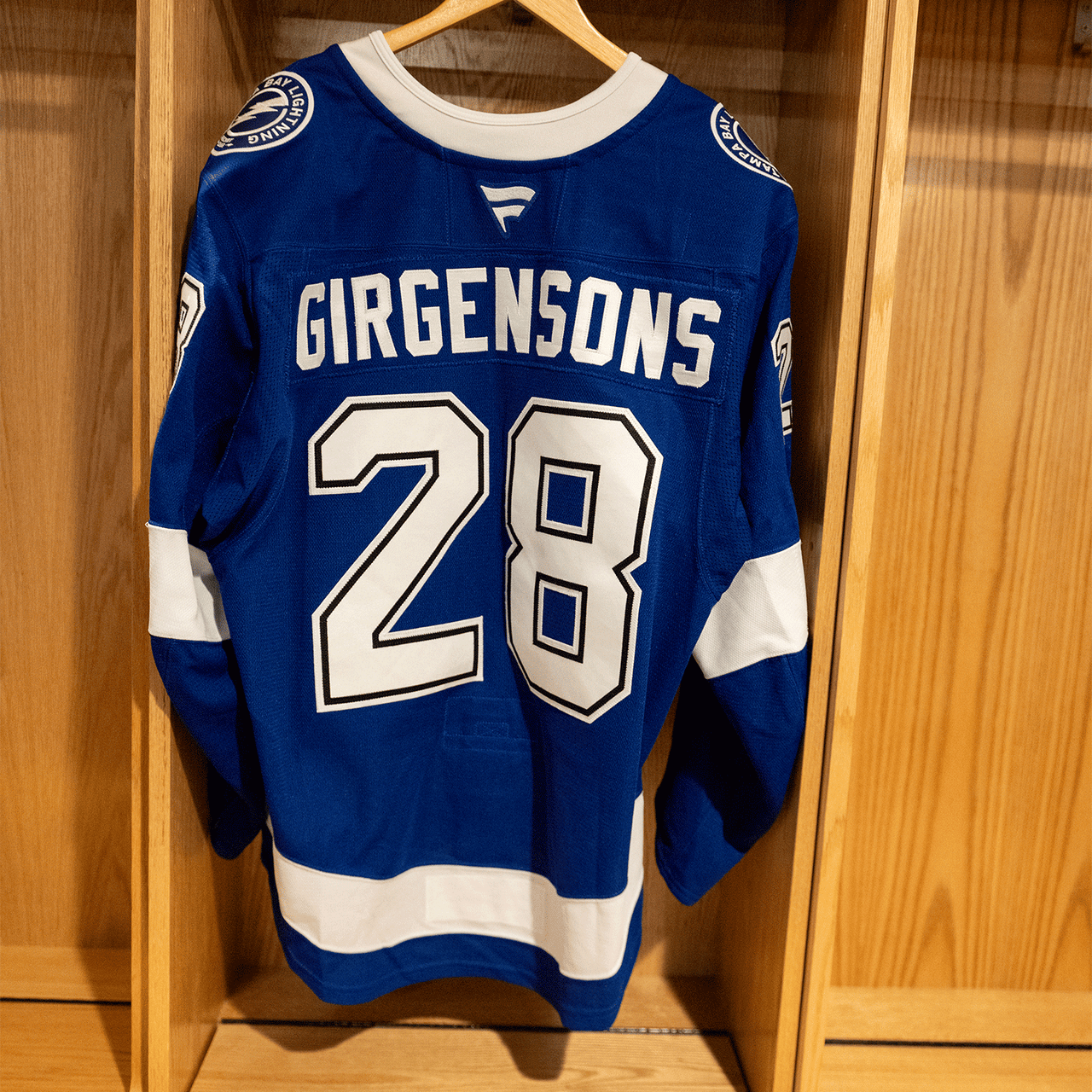 #28 Zemgus Girgensons Tampa Bay Lightning Game Worn Jersey 2024-2025 Blue Home Set 2 (Size 56)