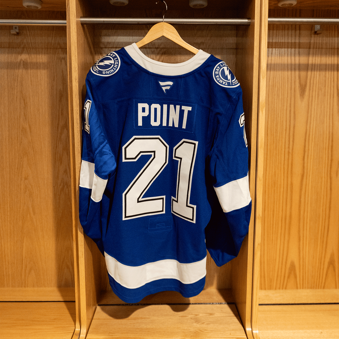 #21 Brayden Point Tampa Bay Lightning Game Worn Jersey 2024-2025 Blue Home Set 2 (Size 54