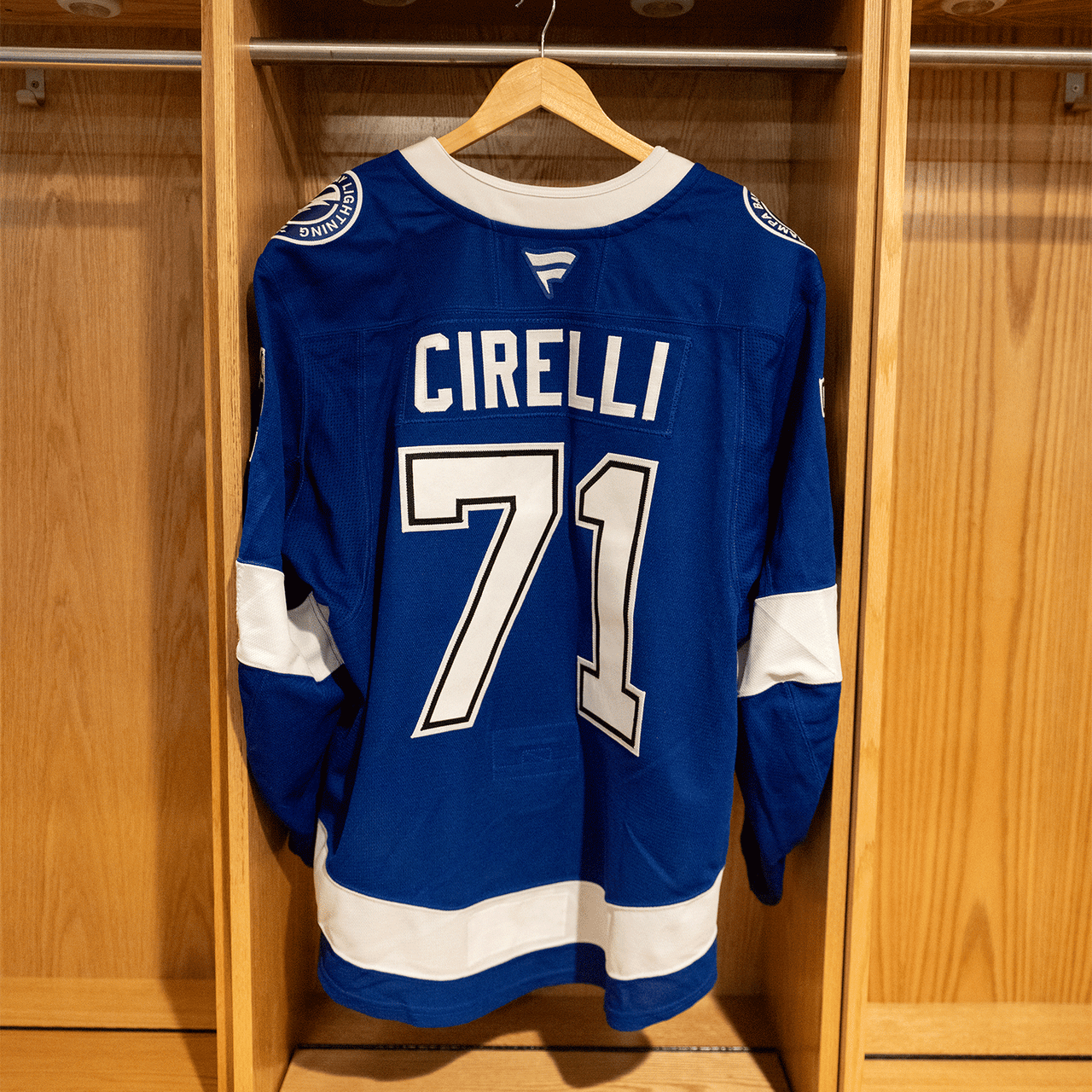 #71 Anthony Cirelli Tampa Bay Lightning Game Worn Jersey 2024-2025 Blue Home Set 2 (Size 56)