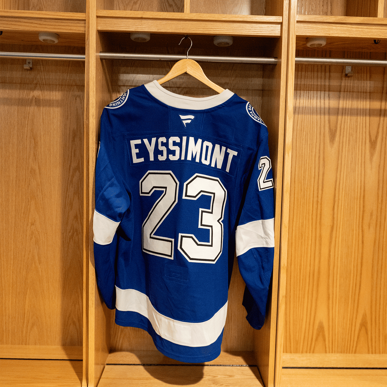 #23 Michael Eyssimont Tampa Bay Lightning Game Worn Jersey 2024-2025 Blue Home Set 2 (Size 56)
