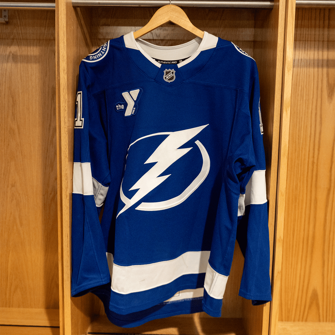 #11 Luke Glendening Tampa Bay Lightning Game Worn Jersey 2024-2025 Blue Home Set 2 (Size 54)