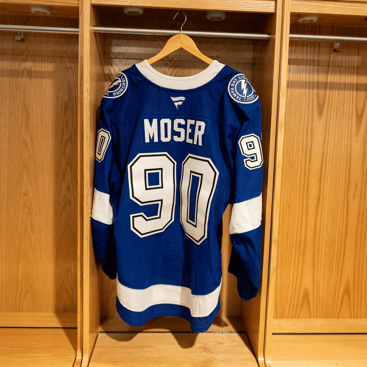 #90 JJ Moser Tampa Bay Lightning Game Worn Jersey 2024-2025 Blue Home Set 2 (Size 56)