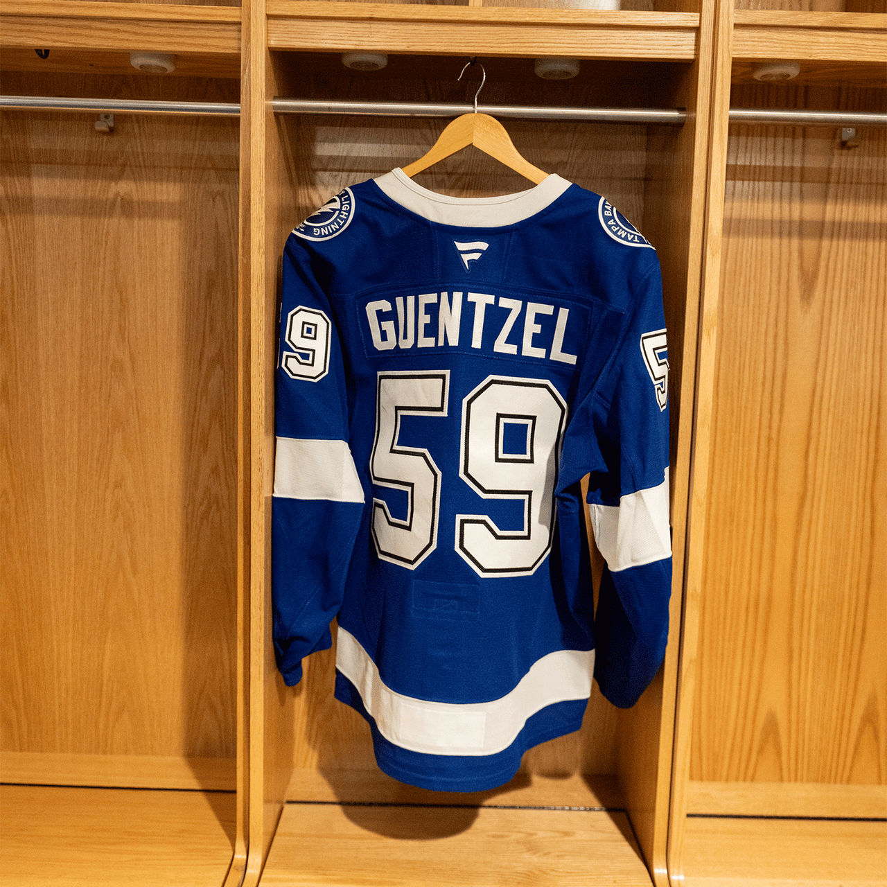 #59 Jake Guentzel Tampa Bay Lightning Game Worn Jersey 2024-2025 Blue Home Set 2 (Size 54)