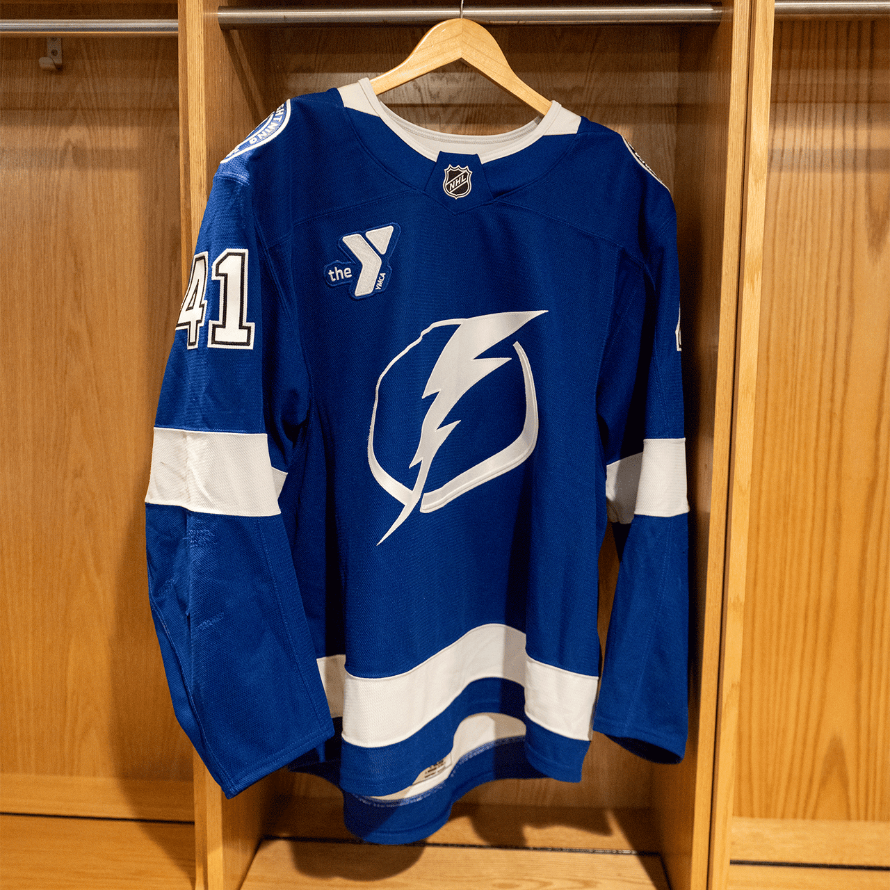 #41 Mitchell Chaffee Tampa Bay Lightning Game Worn Jersey 2024-2025 Blue Home Set 2 (Size 56)