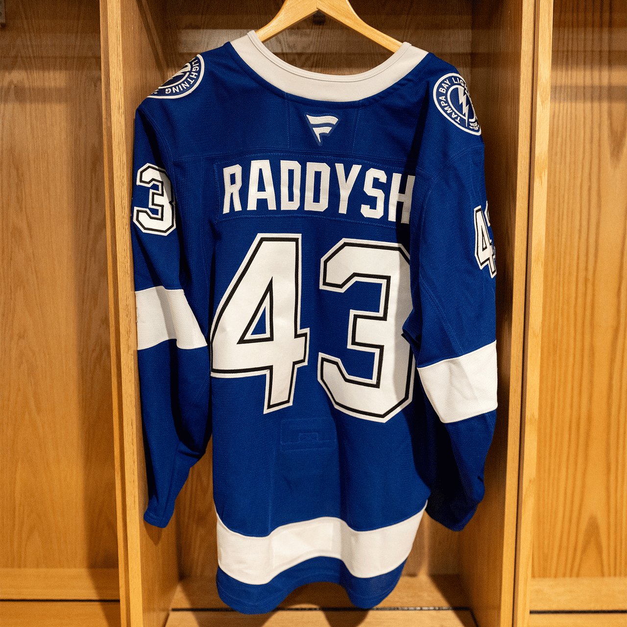 #43 Darren Raddysh Tampa Bay Lightning Game Worn Jersey 2024-2025 Blue Home Set 2 (Size 56)
