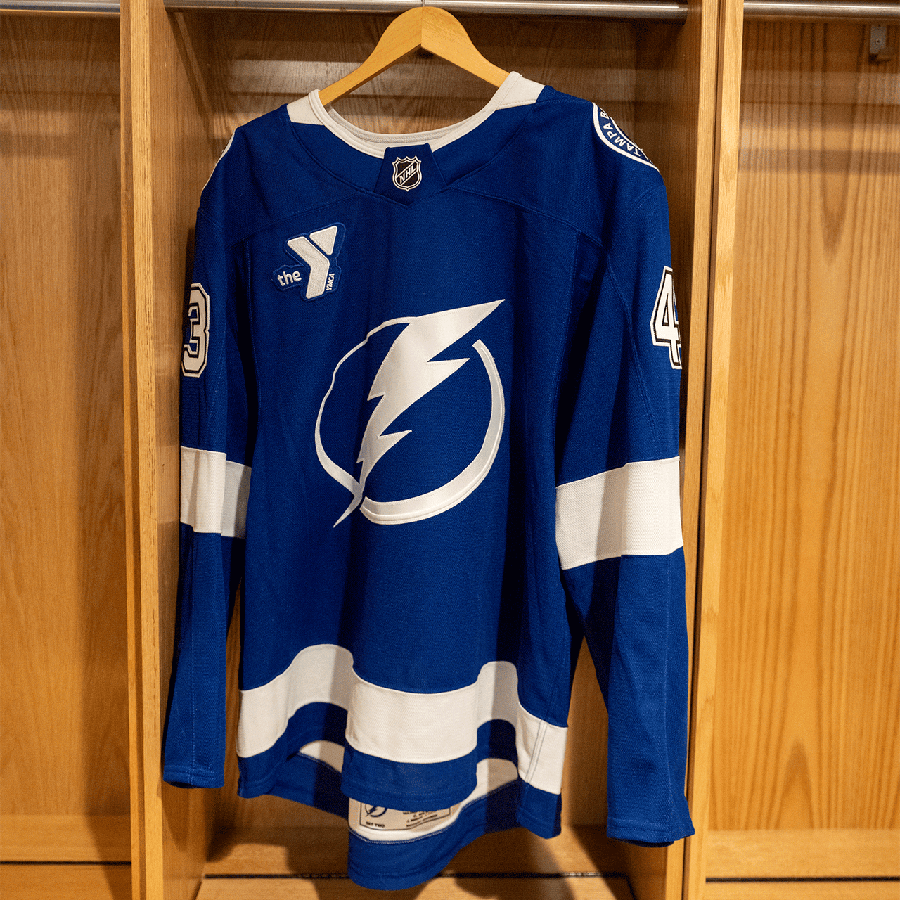#43 Darren Raddysh Tampa Bay Lightning Game Worn Jersey 2024-2025 Blue Home Set 2 (Size 56)