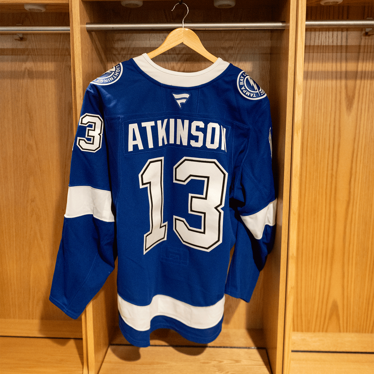 #13 Cam Atkinson Tampa Bay Lightning Game Worn Jersey 2024-2025 Blue Home Set 2 (Size 54)