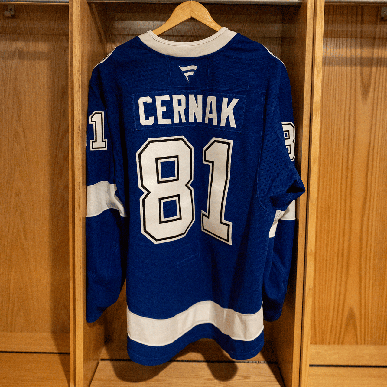 #81 Erik Cernak Tampa Bay Lightning Game Worn Jersey 2024-2025 Blue Home Set 2 (Size 58)