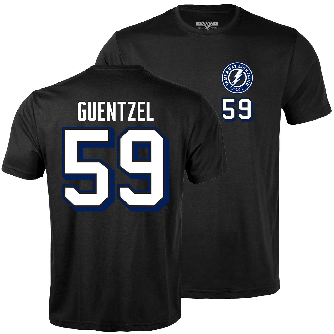 Tampa Bay Lightning Levelwear Jake Guentzel Name & Number Black Tee