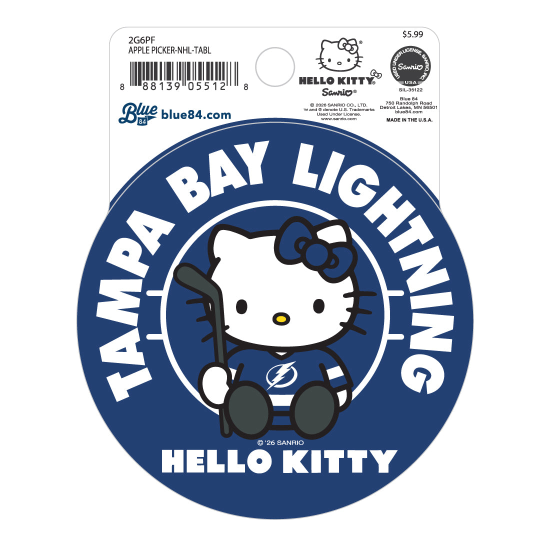 Tampa Bay Lightning Hello Kitty Apple Picker Vinyl Sticker