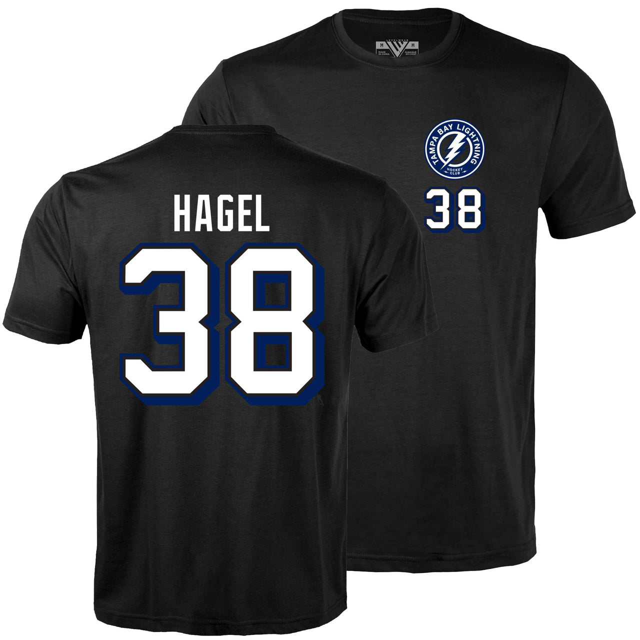 Tampa Bay Lightning Levelwear Brandon Hagel Name & Number Black Tee