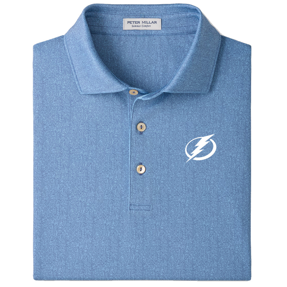 Men's Tampa Bay Lightning Peter Millar Herringbone Blue Polo