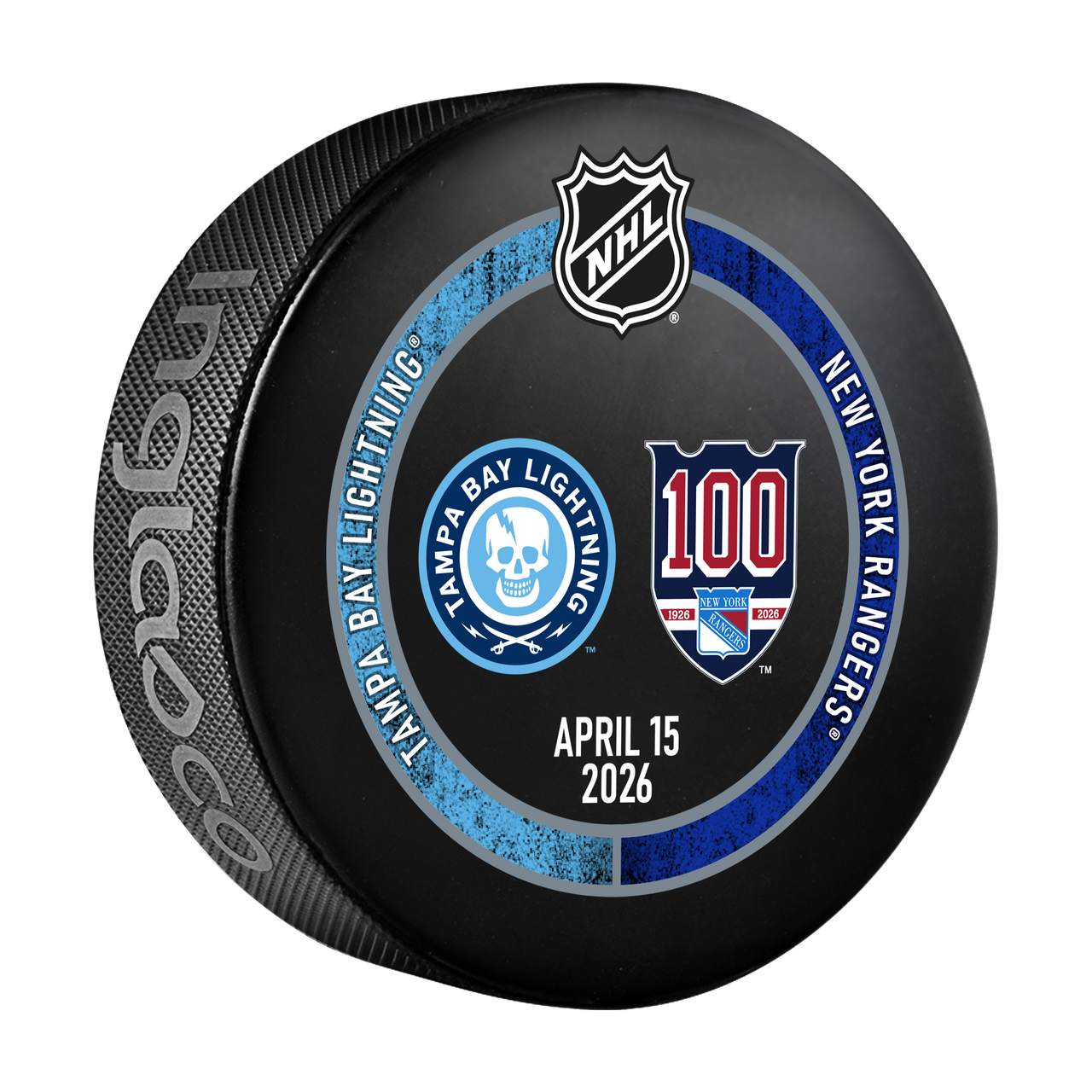 Tampa Bay Lightning 2025-26 Game-used Warm-up Puck vs New York Rangers (4/15/26)