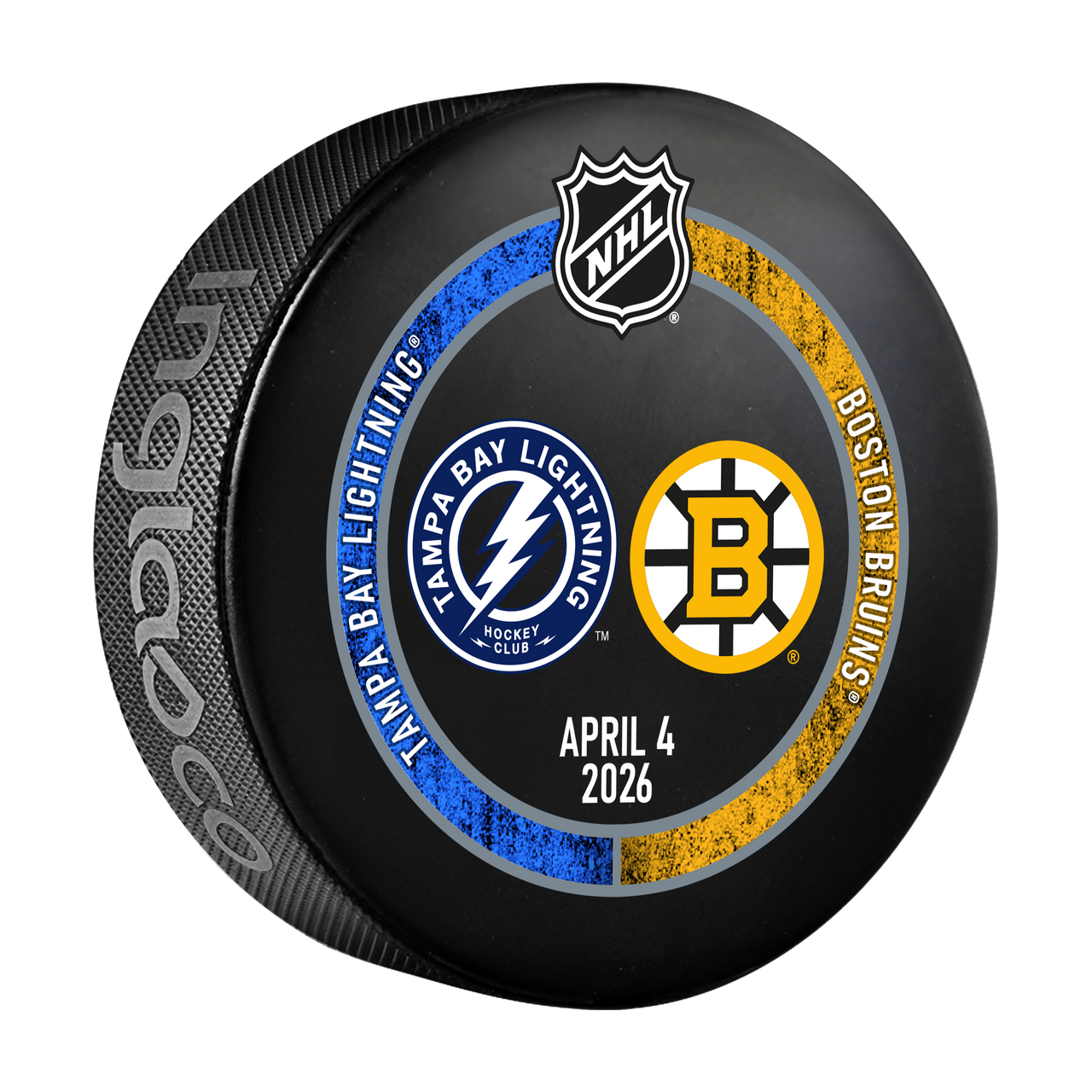 Tampa Bay Lightning 2025-26 Game-used Warm-up Puck vs Boston (4/4/26)