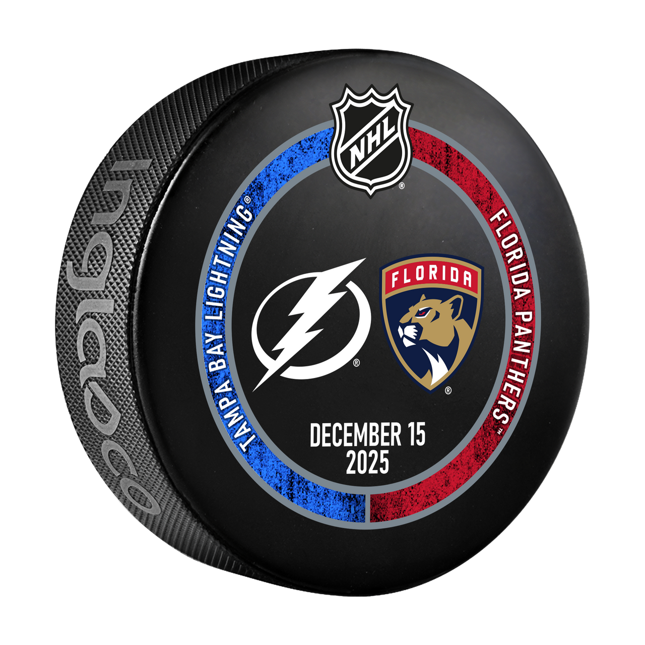 Tampa Bay Lightning 2025-26 Game-used Warm-up Puck vs Florida (12/15/25)