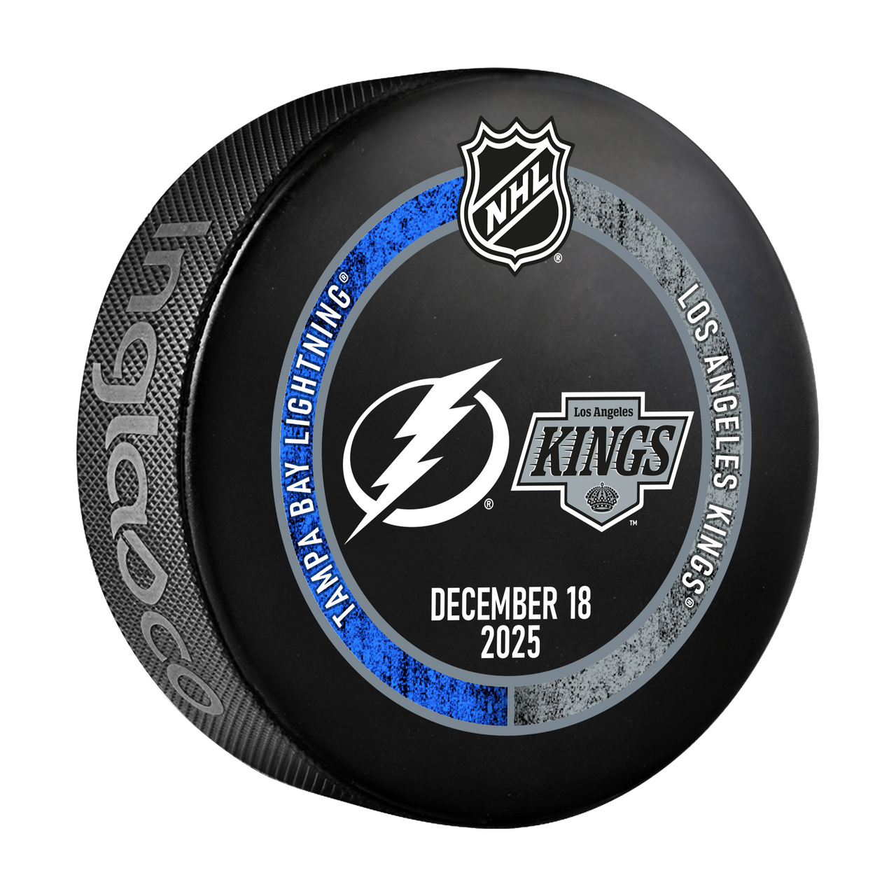 Tampa Bay Lightning 2025-26 Game-used Warm-up Puck vs Los Angeles (12/18/25)